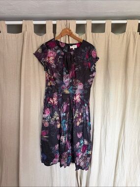 Thought Navy Floral Pleated Mini Dress